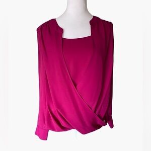 Marled Pink Crossover Blouse Size Medium